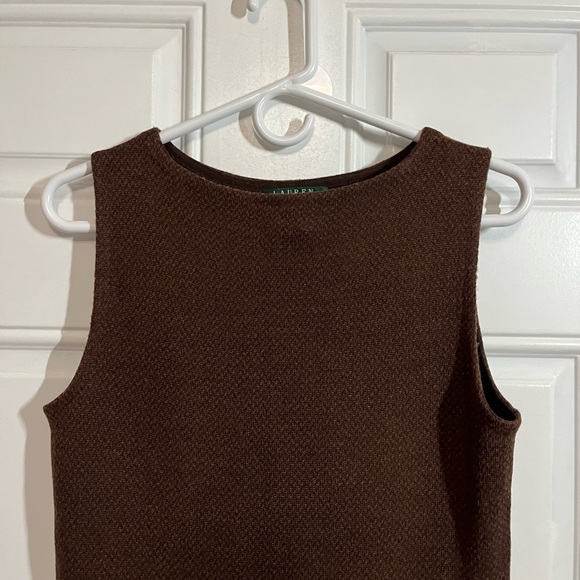 Ralph Lauren Chocolate Brown Wool Silk Cashmere Midi Dress Size Small - Picture 3 of 7